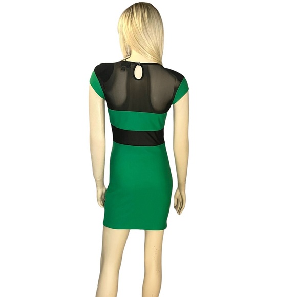 Top Shop Green Sheer Panel Dress - Picture 3 of 9